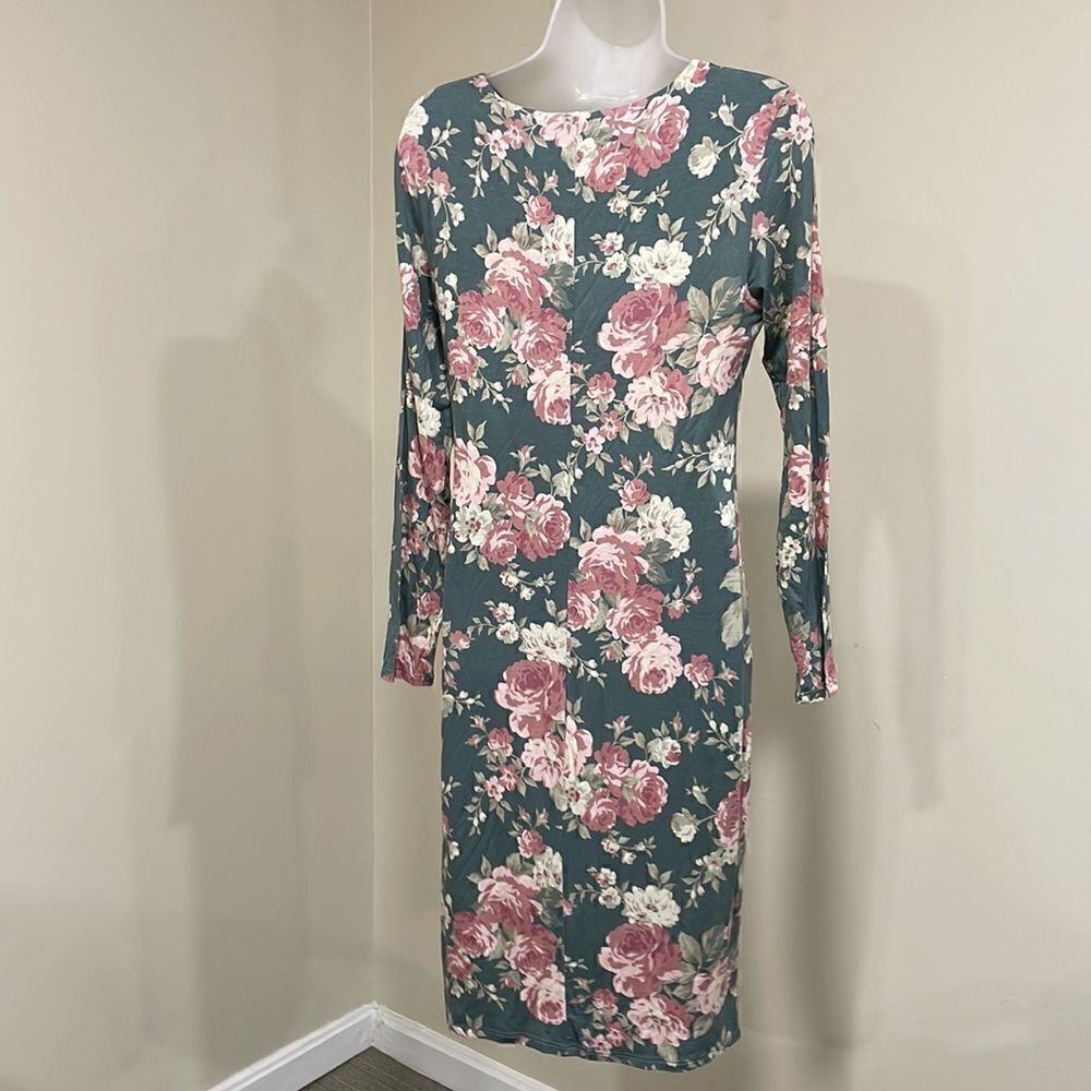NWT Bold Elements Green Floral Dress. Size M medium 8/10 - Picture 6 of 11